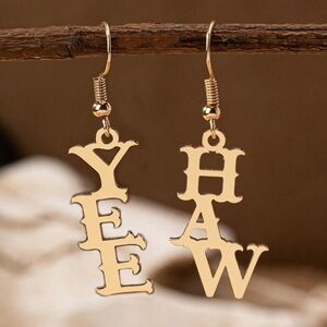 YEE HAW Gold Tone Earrings Dangles for that southern western flair